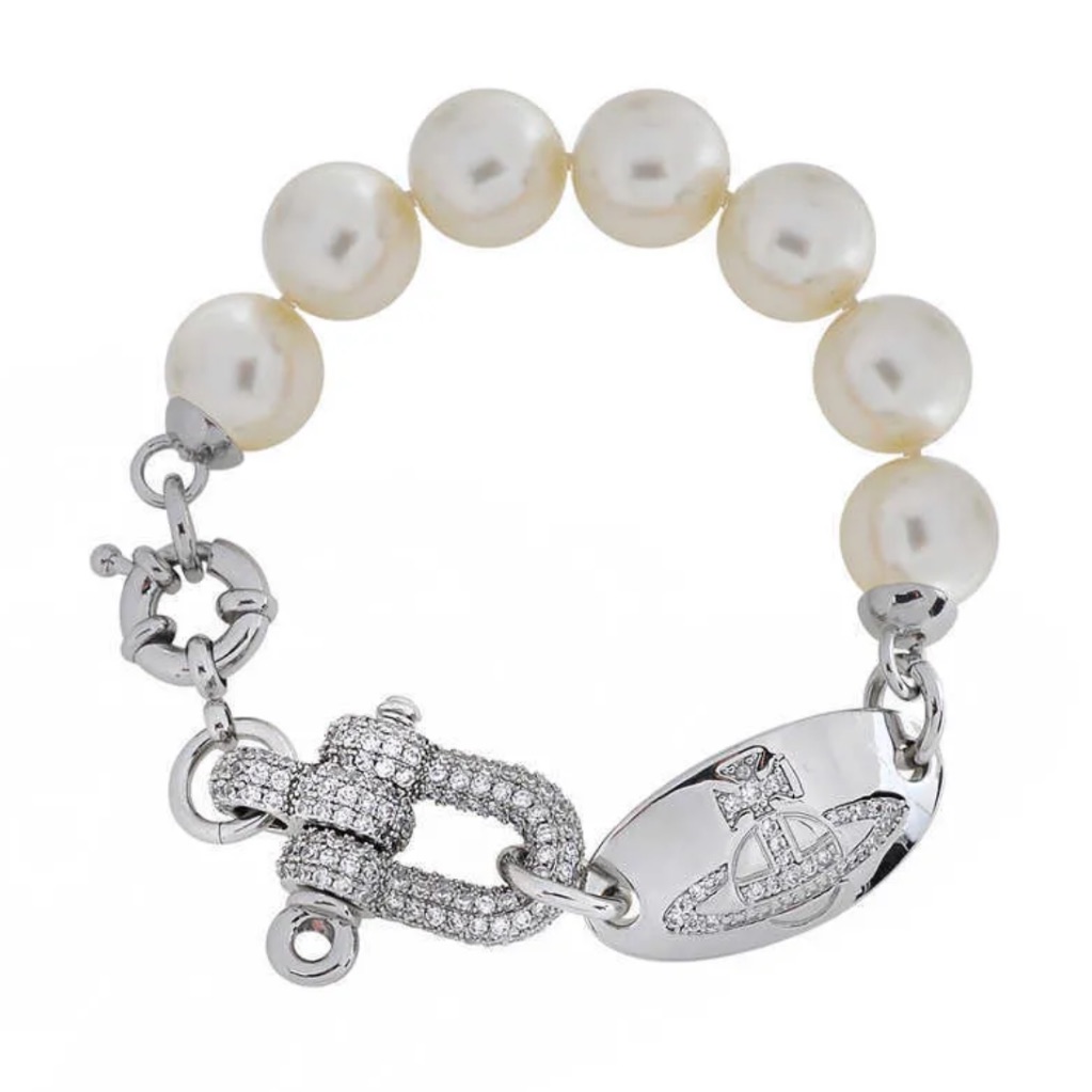 Rare-Vivienne Westwood Isoria Pearl Bracelet Silver